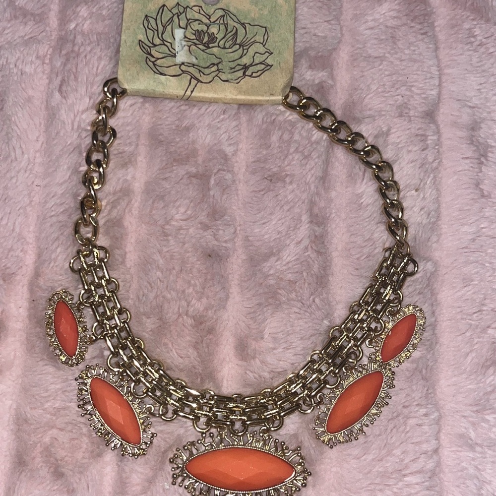 Elegant Gold and Orange Necklace